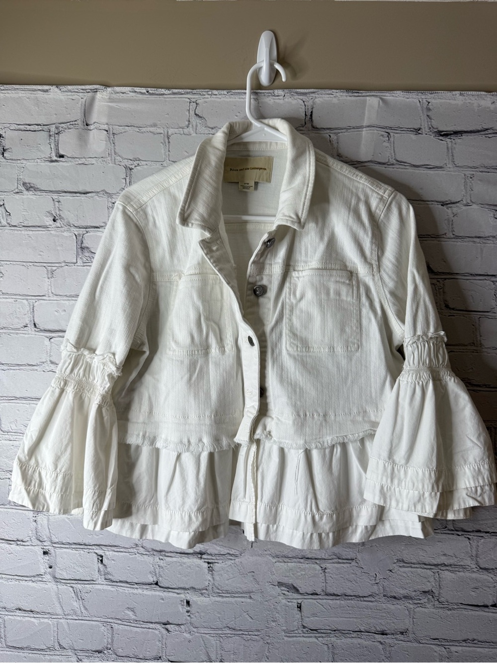 Anthropologie Pilcro and the letter press peplum denim jacket medium